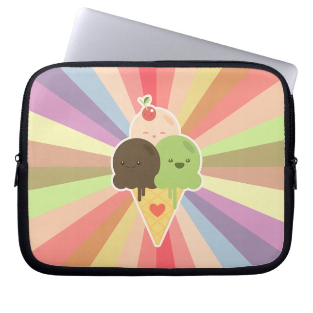 Kawaii glasstecknad laptop sleeve (Framsidan)
