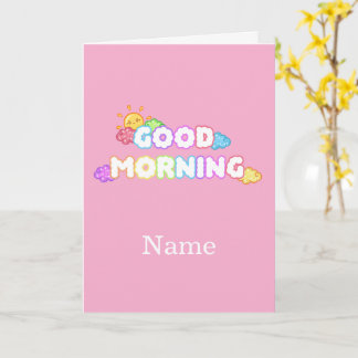 Kawaii God Morgon Sol & Regnbågsmoln Kort
