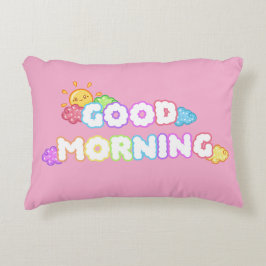Kawaii God Morgon Sol & Regnbågsmoln Prydnadskudde