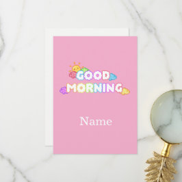 Kawaii God Morgon Sol & Regnbågsmoln Tack Kort