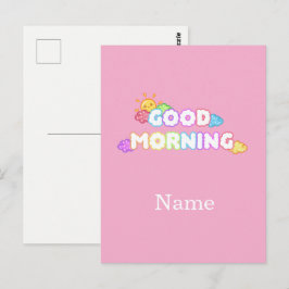 Kawaii God Morgon Sol & Regnbågsmoln Vykort