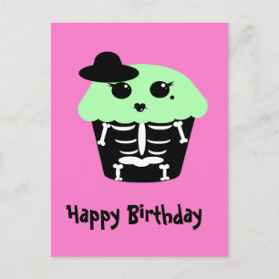 kawaii godis i skelettet, halloween sockerbet cupa vykort