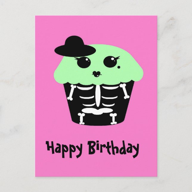 kawaii godis i skelettet, halloween sockerbet cupa vykort (Framsida)