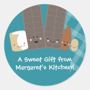 Kawaii-godis skapar marshmallow-bakgåva st.. runt klistermärke