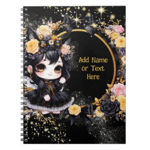 Kawaii Goth Girls Cute Personlig Gothic Chibi Anteckningsbok