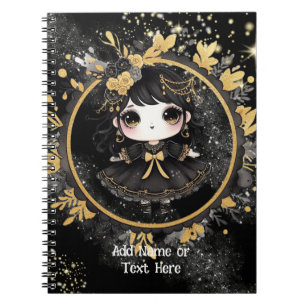 Kawaii Goth Girls Cute Personlig Gothic Chibi Anteckningsbok