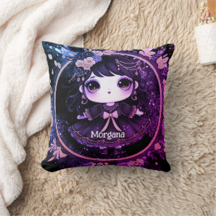 Kawaii Goth Girls Cute Personlig Gothic Chibi Kudde