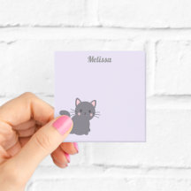 Kawaii Grå Katt Lila Klisterlappar