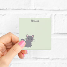 Kawaii Grå Katt Salvia Självhäftande Anteckningsla