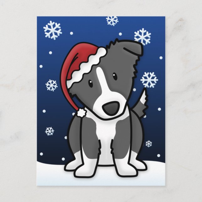 Kawaii Gräns Collie julvykort Helg Vykort (Framsida)