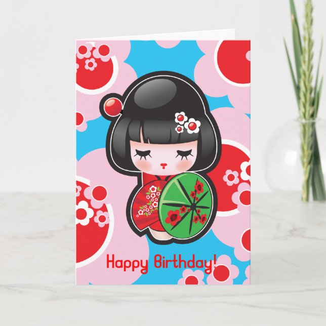 Kawaii Grattis på födelsedagen Card Kort (Framsida)