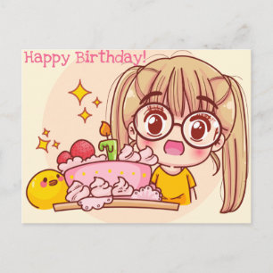 Kawaii Grattis på födelsedagen Vykort