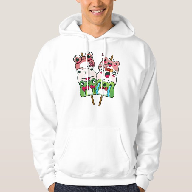 Kawaii Groda Dango Tvillingspett Hoodie (Framsida)