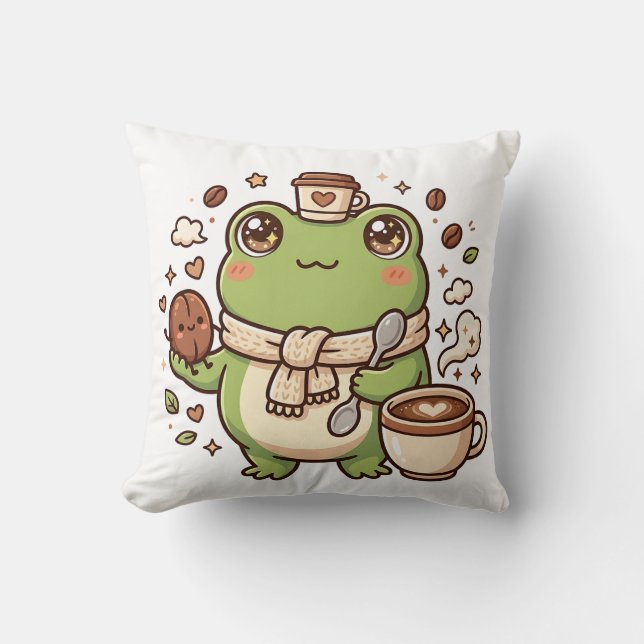 Kawaii Groda Kaffe Kudd Kudde (Framsida)