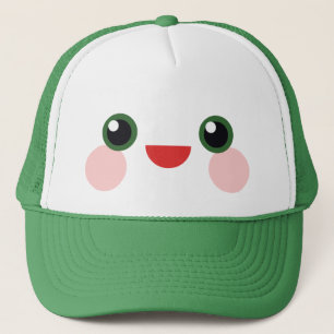Kawaii Gröna Ögon Söt Glad Ansikte Glädje Truckerkeps