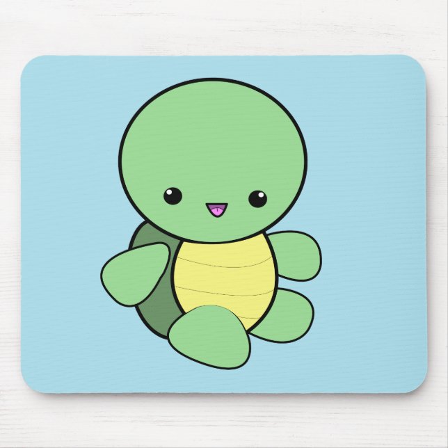 Kawaii grönt baby sköldpadda musmatta (Framsidan)