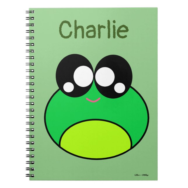 Kawaii Grönt Frog Cute Anteckningsbok (Framsidan)