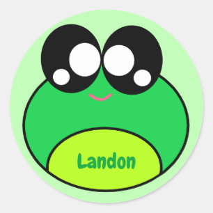 Kawaii Grönt Frog Cute Runt Klistermärke