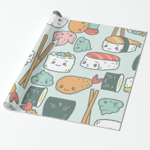 kawaii grönt sushi tempura söt presentpapper