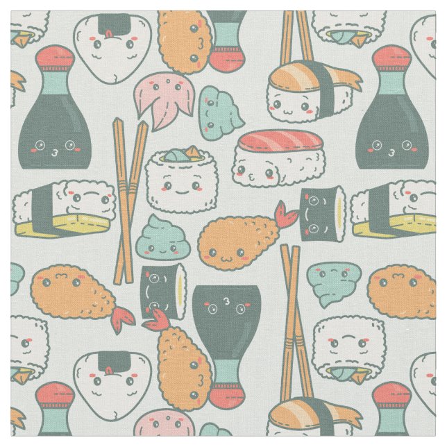 kawaii grönt sushi tempura söt tyg (Närbild)