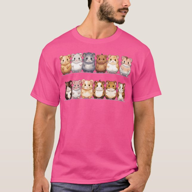 Kawaii Group of AdwillHamsters in different Col T Shirt (Framsida)