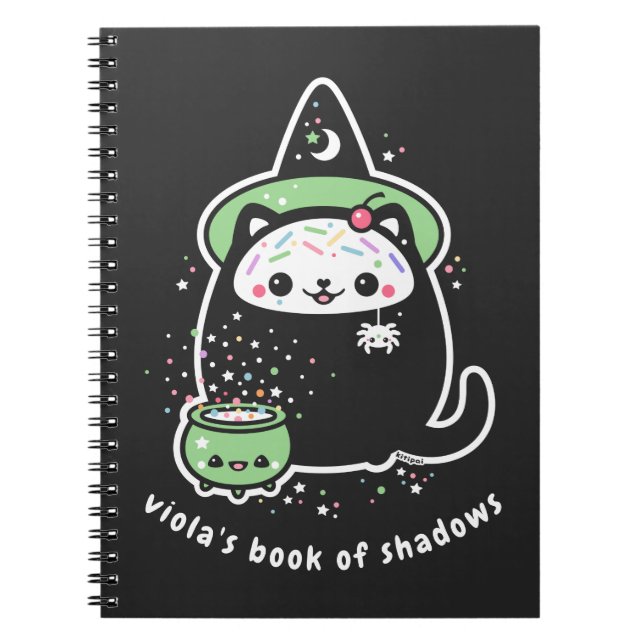 Kawaii Grunge Bok av skuggor med Witch Kattunge Anteckningsbok (Framsidan)