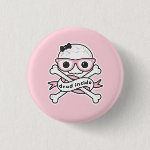 Kawaii Grunge Dead Inside Skull Knapp