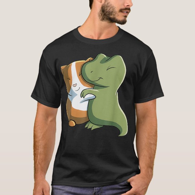 Kawaii Guinea Gris Hugger T Rex Dinosaur Shirt (Framsida)
