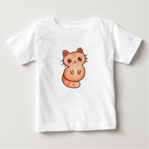 Kawaii gullig orange kattillustration tee
