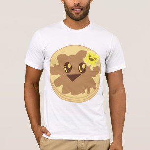 Kawaii gullig pannkakatecknad t shirt