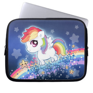 Kawaii gullig regnbågeponny med stjärnagalaxen laptop sleeve