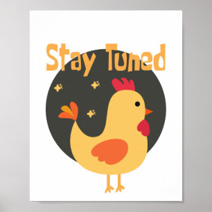 Kawaii-gult med rolig söt kyckling poster