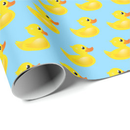 Kawaii Gult Rubber Anka Mönster Presentpapper