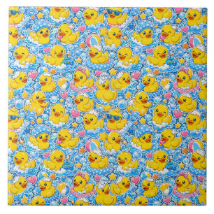 Kawaii gummiand mönster med lekfulla vattenelement kakelplatta