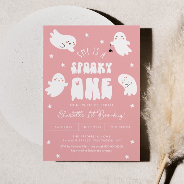 Kawaii Halloween 1 Boo Day Födelsedagsfest Girl Inbjudningar (Skapare uppladdad)