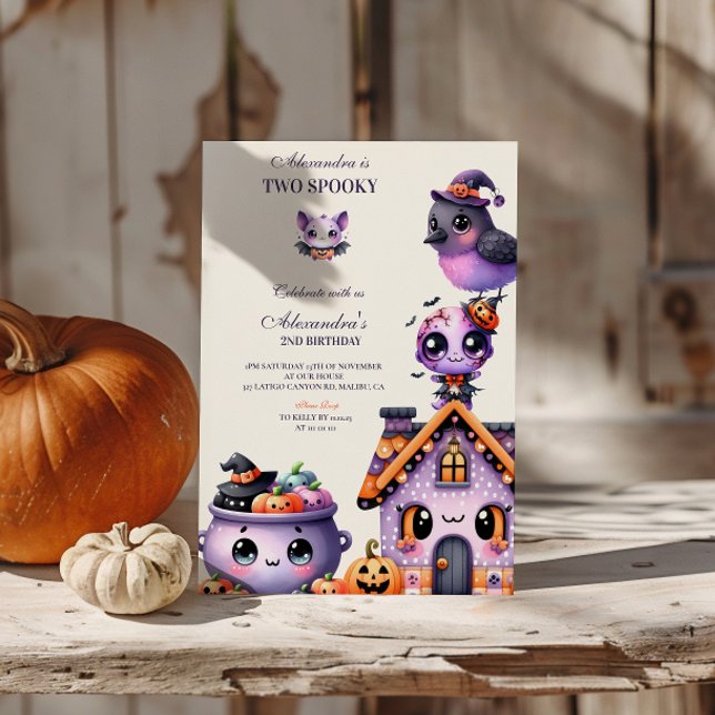 Kawaii Halloween 2:a födelsedag Spooky Cute Pastel Inbjudningar (Skapare uppladdad)
