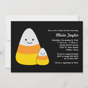 Kawaii Halloween Baby Shower Candy corn Inbjudningar
