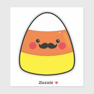 Kawaii Halloween Candy corn med mustache Klistermärken