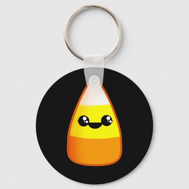 Kawaii Halloween Candy corn Nyckelring (Framsida)