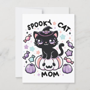 Kawaii Halloween Cat - Cute Witch Kattunge på Pump Vykort