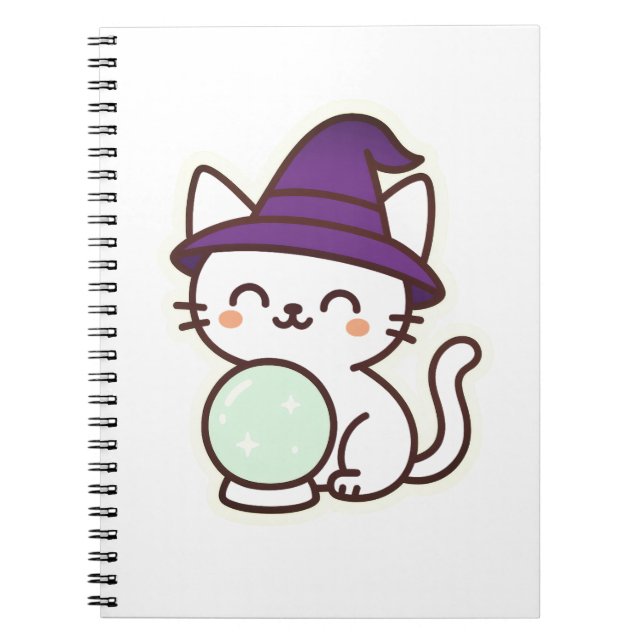 Kawaii Halloween Cat - Magic & Adsible Spooky Anteckningsbok (Framsidan)