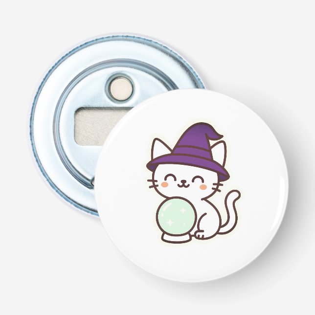Kawaii Halloween Cat - Magic & Adsible Spooky Flasköppnare (Framsidan)