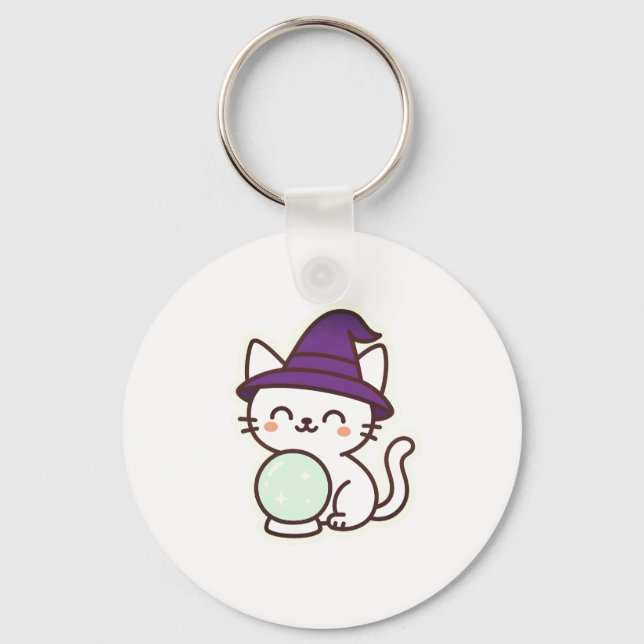 Kawaii Halloween Cat - Magic & Adsible Spooky Nyckelring (Framsida)