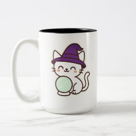 Kawaii Halloween Cat - Magic & Adsible Spooky Två-Tonad Mugg