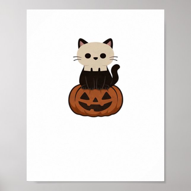 Kawaii Halloween Cat och pumkin Oversized T-Shirt Poster (Framsidan)