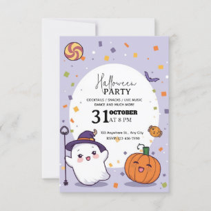 Kawaii Halloween fest-inbjudan - redigerbar Inbjudningar