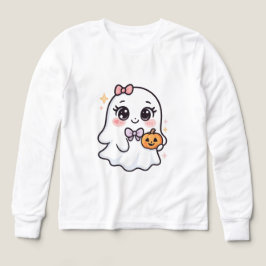 Kawaii Halloween Ghost Girl med Pumpkin T Shirt