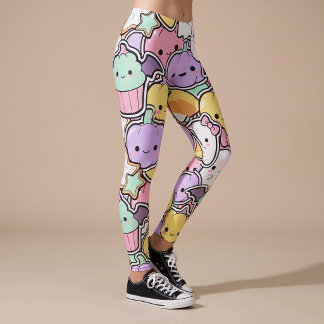 Kawaii Halloween Ghost Leggings Yoga Byxor för hen
