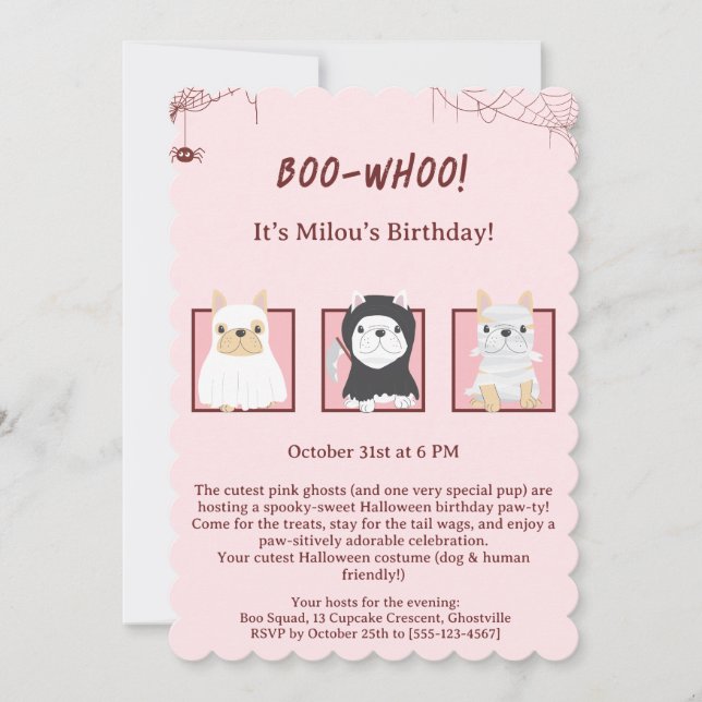 Kawaii Halloween Hund Birthday-inbjudan Inbjudningar (Framsida)