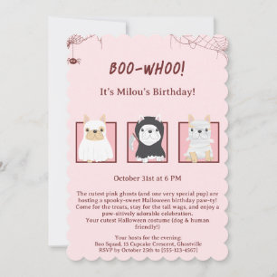 Kawaii Halloween Hund Birthday-inbjudan Inbjudningar